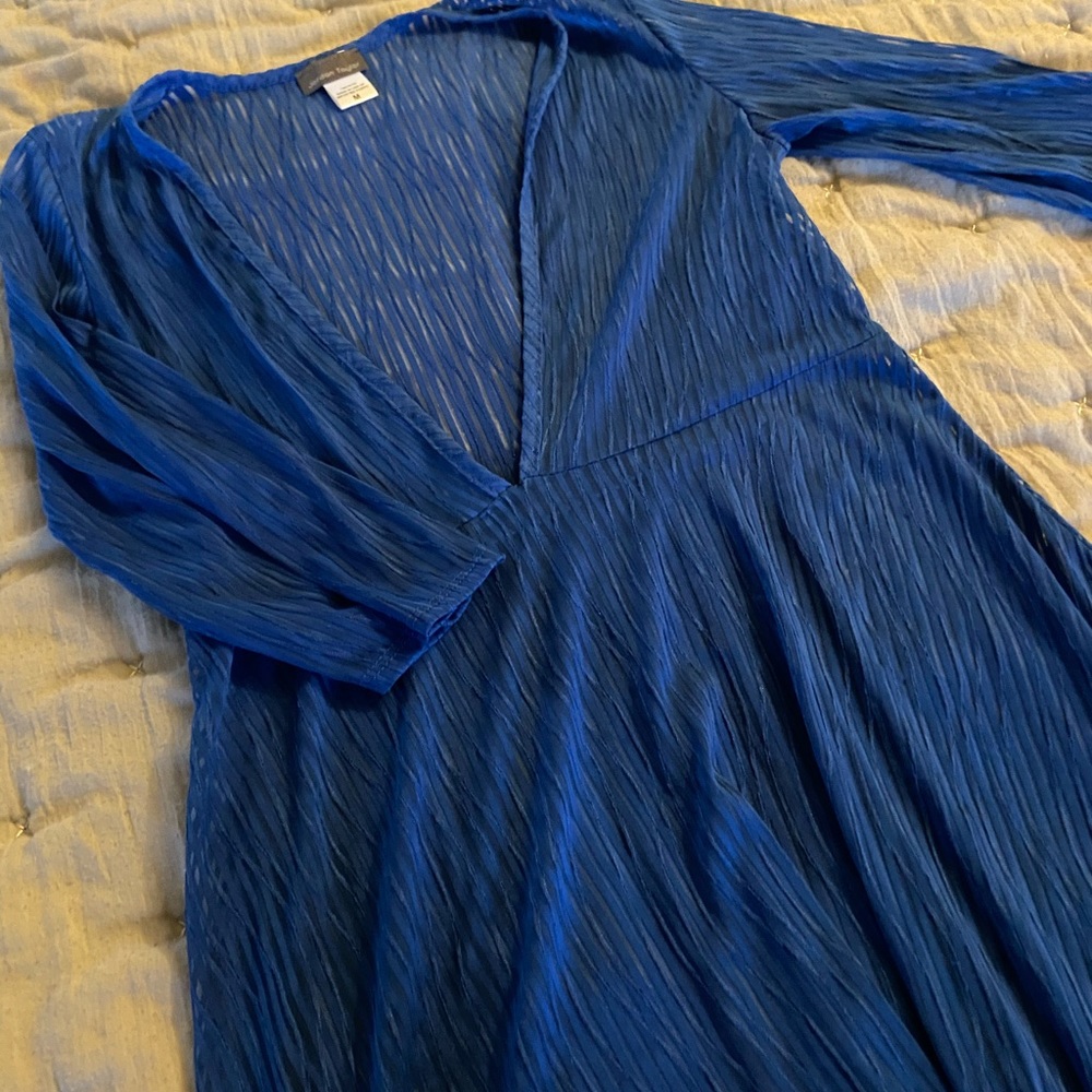 Sheer royal blue swim cover up dress